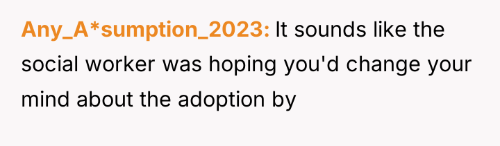 Any_A*sumption_2023 It sounds like the social worker was hoping you'd...