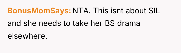 BonusMomSays NTA. This isnt about SIL and she needs to...
