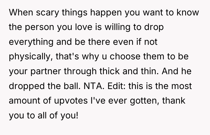 When scary things happen you want to know the person...