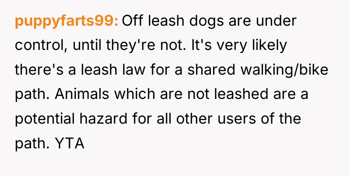 puppyfarts99 Off leash dogs are under control, until they're not....