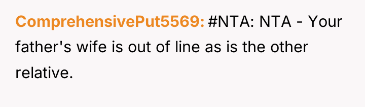 ComprehensivePut5569 #NTA: NTA - Your father's wife is out of...