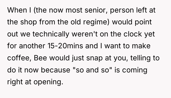 When I (the now most senior, person left at the...