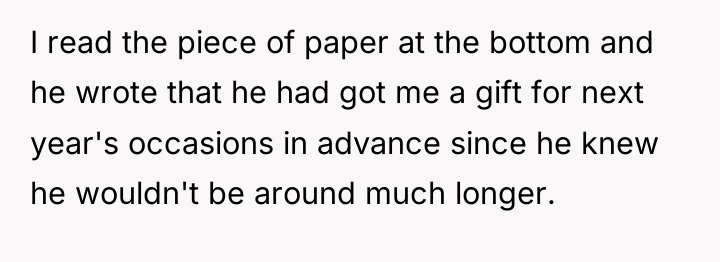 I read the piece of paper at the bottom and...