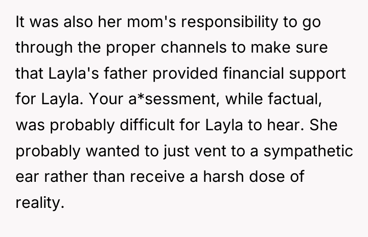 It was also her mom's responsibility to go through the...