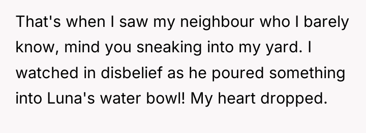 That's when I saw my neighbour who I barely know,...