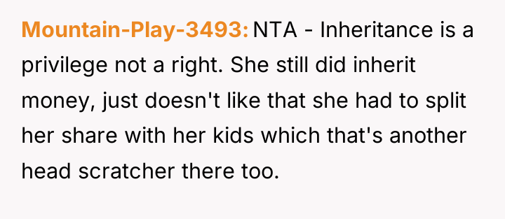 Mountain-Play-3493 NTA - Inheritance is a privilege not a right....