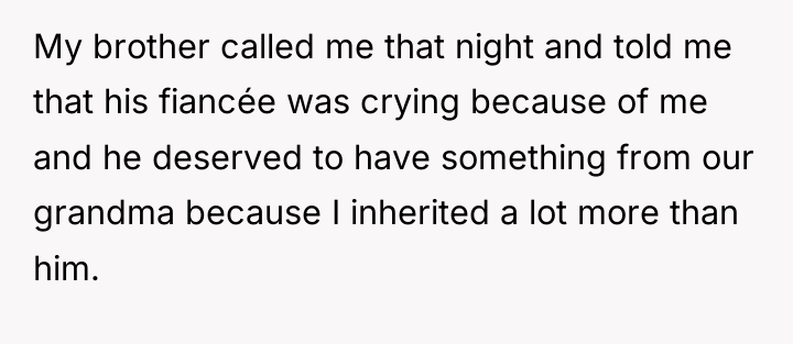 My brother called me that night and told me that...