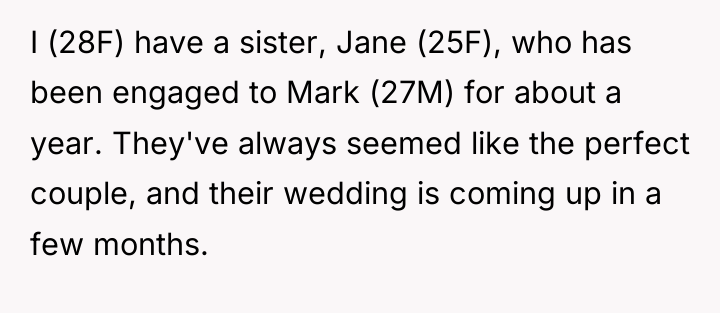 I (28F) have a sister, Jane (25F), who has been...