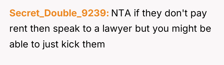 Secret_Double_9239 NTA if they don't pay rent then speak to...