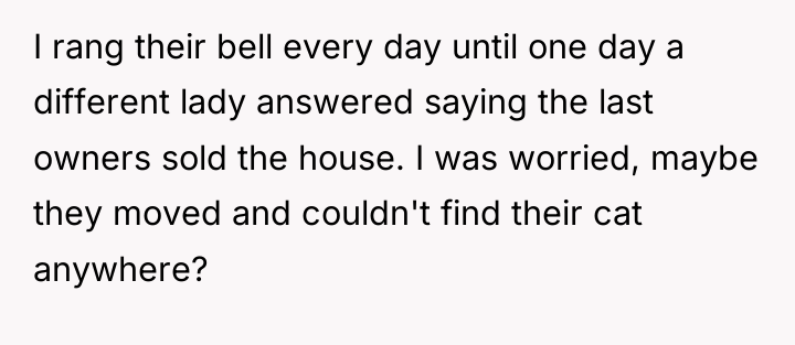 I rang their bell every day until one day a...