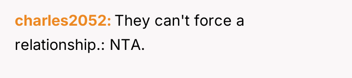 charles2052 They can't force a relationship.: NTA.