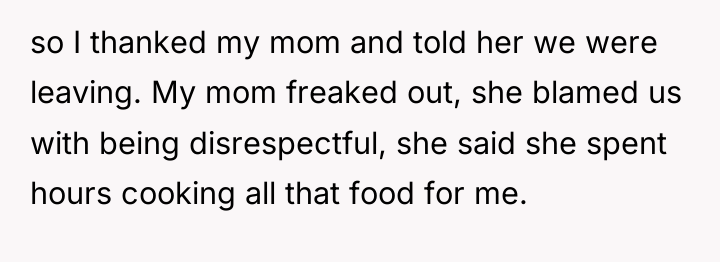 so I thanked my mom and told her we were...