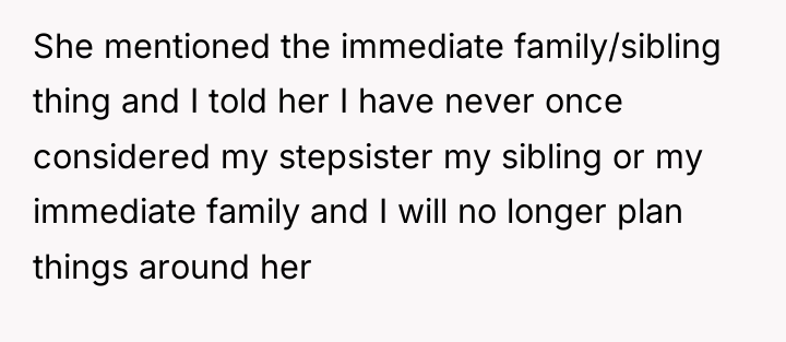 She mentioned the immediate family/sibling thing and I told her...