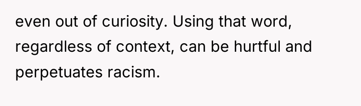 even out of curiosity. Using that word, regardless of context,...