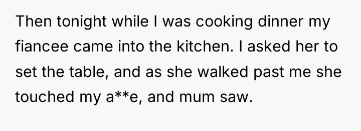 Then tonight while I was cooking dinner my fiancee came...