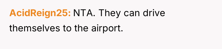 AcidReign25 NTA. They can drive themselves to the airport.