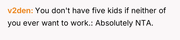v2den You don't have five kids if neither of you...