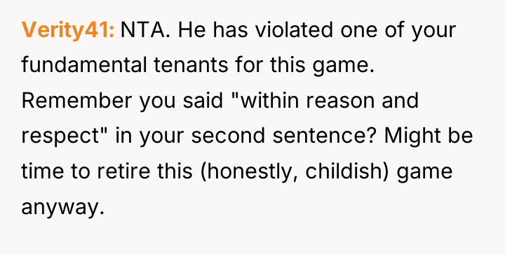 Verity41 NTA. He has violated one of your fundamental tenants...