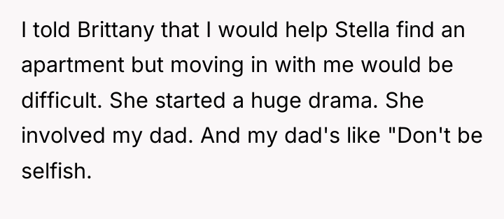 I told Brittany that I would help Stella find an...