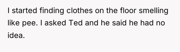 I started finding clothes on the floor smelling like pee....