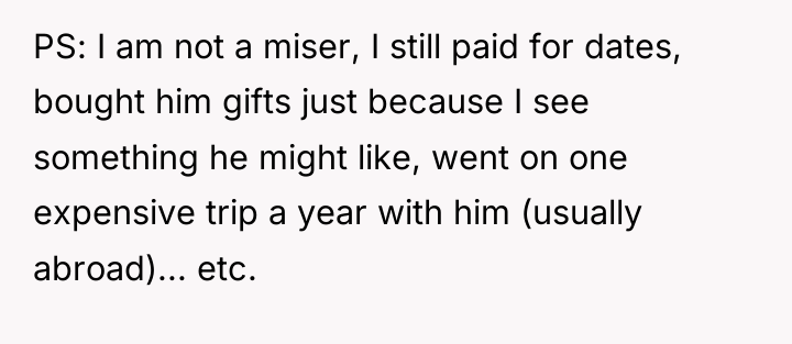 PS: I am not a miser, I still paid for...