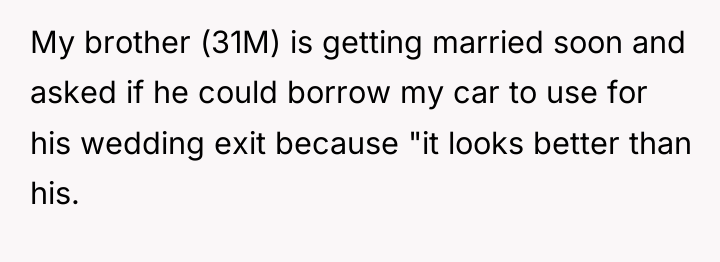 My brother (31M) is getting married soon and asked if...
