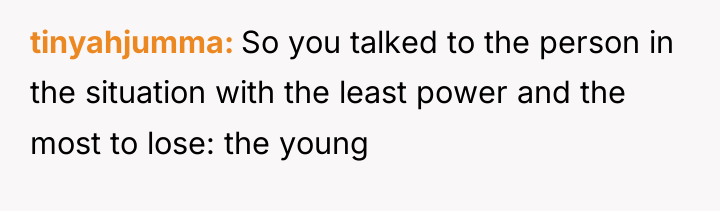 tinyahjumma So you talked to the person in the situation...