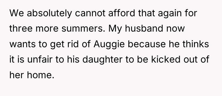 We absolutely cannot afford that again for three more summers....