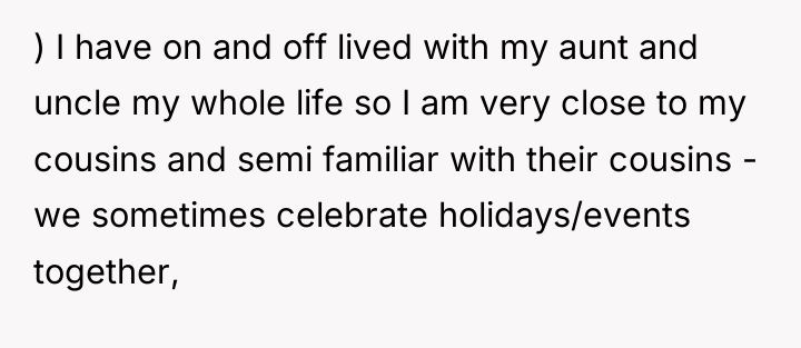 ) I have on and off lived with my aunt...