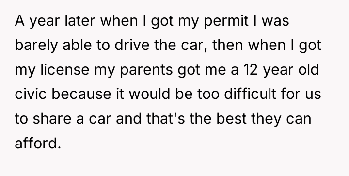 A year later when I got my permit I was...