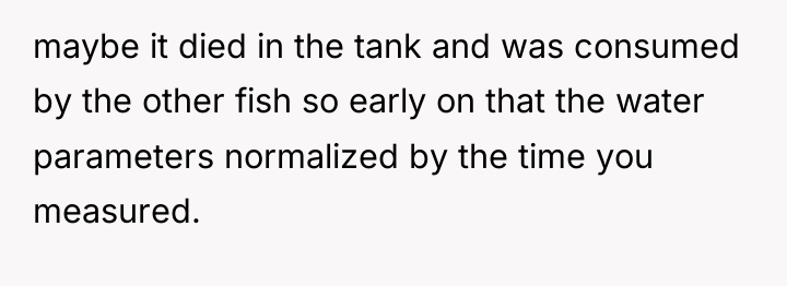 maybe it died in the tank and was consumed by...