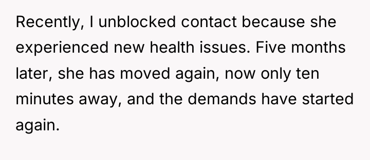 Recently, I unblocked contact because she experienced new health issues....