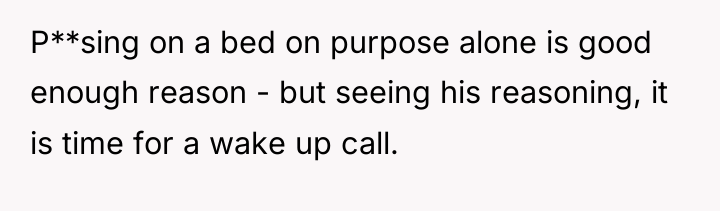 P**sing on a bed on purpose alone is good enough...
