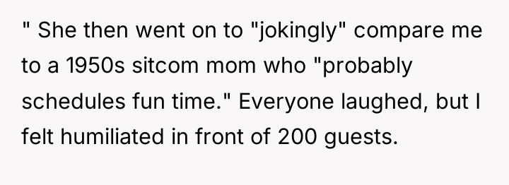 " She then went on to "jokingly" compare me to...