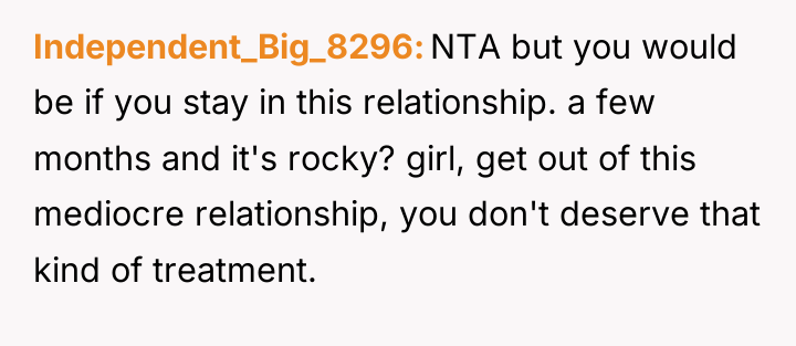 Independent_Big_8296 NTA but you would be if you stay in...