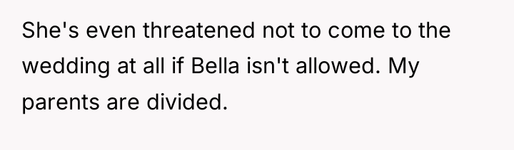 She's even threatened not to come to the wedding at...