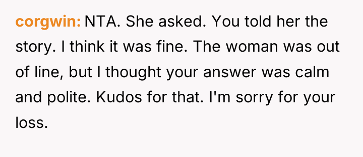 corgwin NTA. She asked. You told her the story. I...