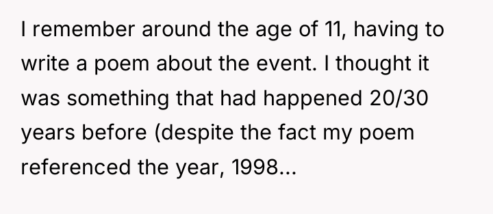 I remember around the age of 11, having to write...