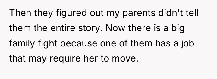 Then they figured out my parents didn't tell them the...