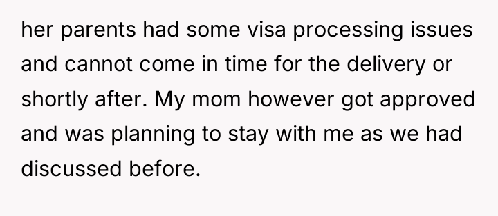 her parents had some visa processing issues and cannot come...