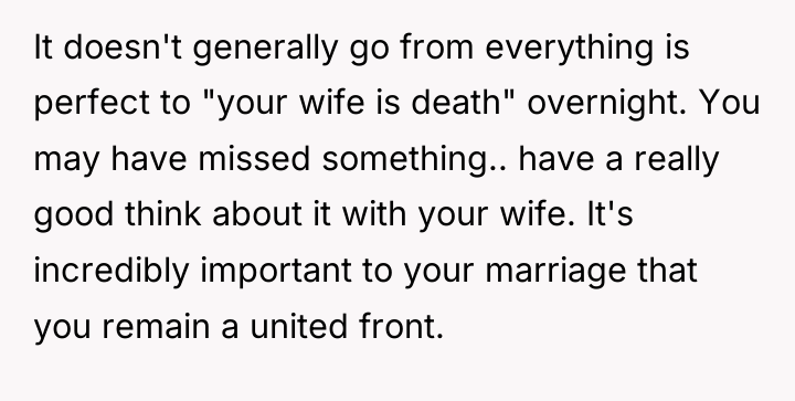 It doesn't generally go from everything is perfect to "your...
