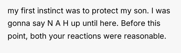 my first instinct was to protect my son. I was...