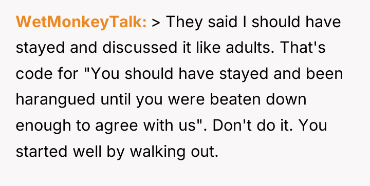 WetMonkeyTalk > They said I should have stayed and discussed...