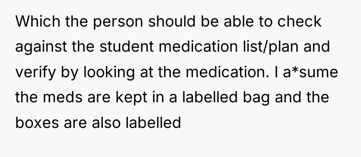Which the person should be able to check against the...