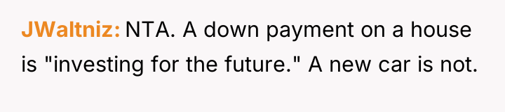 JWaltniz NTA. A down payment on a house is "investing...