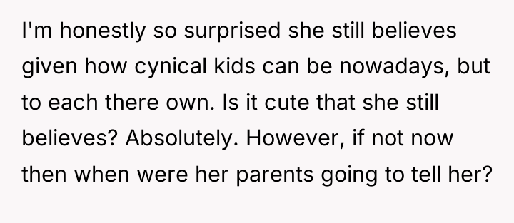 I'm honestly so surprised she still believes given how cynical...