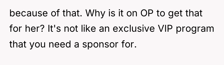 because of that. Why is it on OP to get...