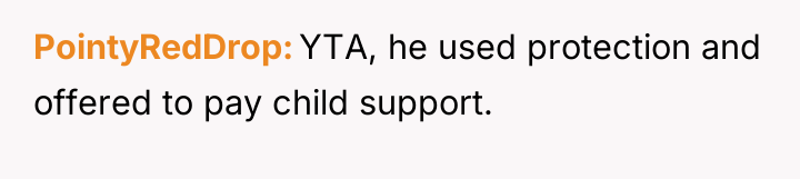 PointyRedDrop YTA, he used protection and offered to pay child...