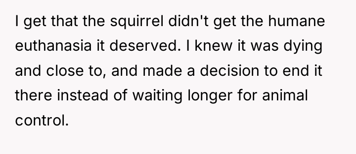 I get that the squirrel didn't get the humane euthanasia...