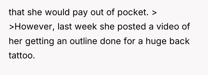 that she would pay out of pocket. > >However, last...